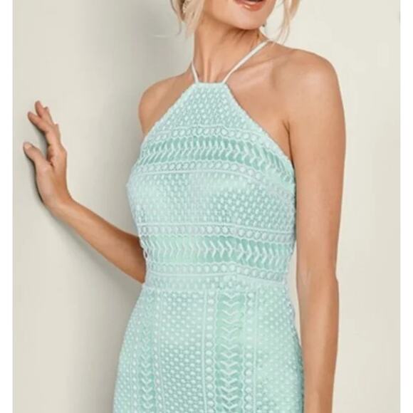 Venus Mint Green Lace Overlay Razorback Casual Summer Short Mini Dress 10 - Picture 2 of 12